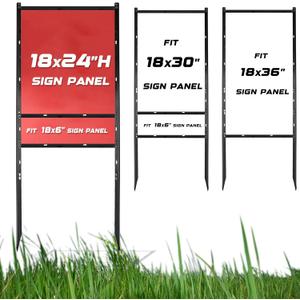 1 pack Yard Sign Metal H Frame, 18"W x 24/30/36"H Adjustable Size Sign Stand, 50" Height, 18" x 24" Yard Sign with 6"H 1 Rider, Open House Signs for Real Estate, Assembly Required(1 Main, 1 Rider)