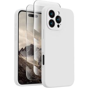 FireNova Designed for iPhone 16 Pro Case, Silicone Upgraded [Camera Protection] Phone Case, Soft Anti-Scratch Microfiber Lining Inside, 2024, White