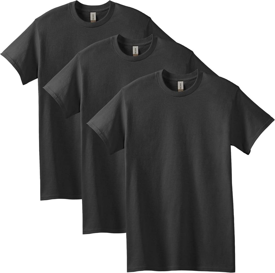 Gildan Adult Heavy Cotton T-Shirt, Style G5000, Multipack (Small, Black (3-pack))