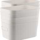 MOUYAT 8 Pack White Plastic Storage Bins, Stackable Plastic Storage Baskets Boxes, Cupboard Organiser Storage Boxes for Shelves Drawers Pantry Closet Bathroom, 9.8 x 6.8 x 5.9 Inch