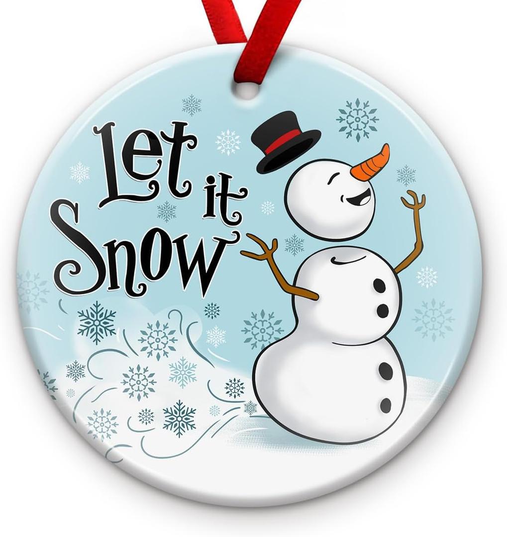 Funny Snowman Christmas Ornament 2025 – “Let Snow” Ornament, Holiday Tree Decoration, Funny Humorous Winter Gift - Xmas Hanging Decor, Secret Santa Present, Snowman Gift Ideas for Family
