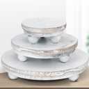 Amyhill 3 Pcs 8/6/4 Inch Wooden Risers for Display Wood Pedestal Stand Mini Tray Stand Round Wooden Pedestal Holder Rustic Riser for Decor Tiered Tray Decor Home Kitchen(Washed White)