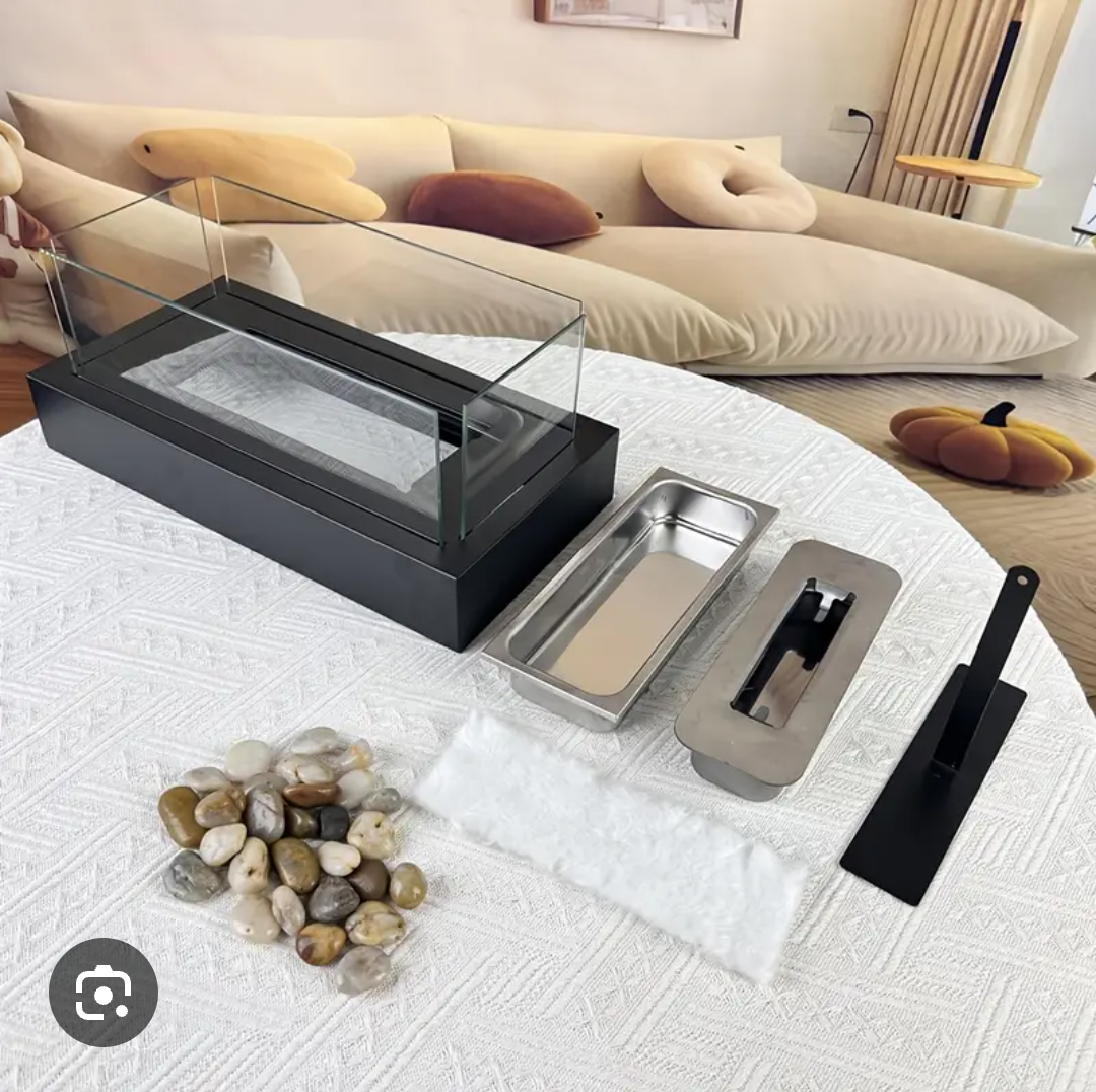 Tabletop Fire Pit AVOFOREST Portable Stainless Steel Tabletop Fireplace with Cobblestone - Indoor/Outdoor Mini Tabletop Fireplace for Ladies Gifts,Housewarming Christmas Holiday Decor