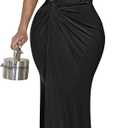 YMDUCH Women's Elegant One Shoulder Sleeveless Twist Waist Bodycon Party Long Dress (Black), S