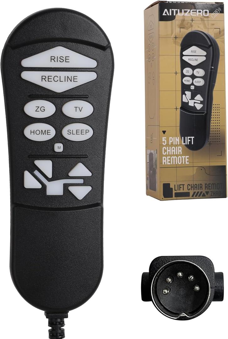 ZKAD-5 5 Pin Lift Chair Remote Only Fit for 2 Motors Golden and Ultra Comfort Chairs with 11 Button(Include SIT or Home, Not Twilight) Remote, Recliner Hand Control Part 5-Years Free Replacement