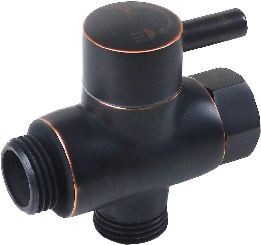 Brass Shower Arm Diverter Valve for Hand Held Showerhead and Fixed Spray Head,G 1/2 3-Way Bathroom Universal Shower System Replacement Part (Oil-Rubbed Bronze)