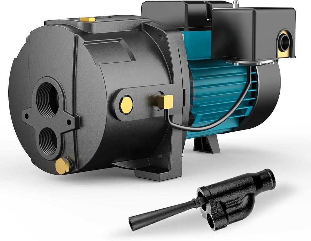 3/4HP Shallow/Deep Well Jet Pump with Ejector Kit, 115V/230V Durable Cast Iron Pump, Well Depth up to 50 ft, Automatic Pressure Switch, for Farm, Lawn, Garden