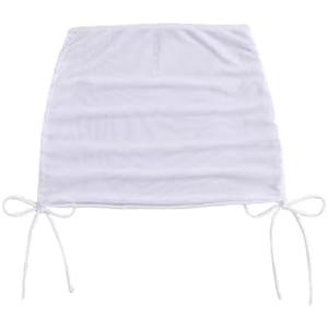 Falainetee Women's Mesh Sheer Drawstring Solid Summer Bikini Cover Up Skirt Medium