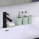 IMAVO Bathroom Accessories Set,Green Bathroom Set,7 Pieces Bathroom Accessory Set,Tray,Toilet Brush,Trash Can for Bathroom Dcor and Housewarming Gifts