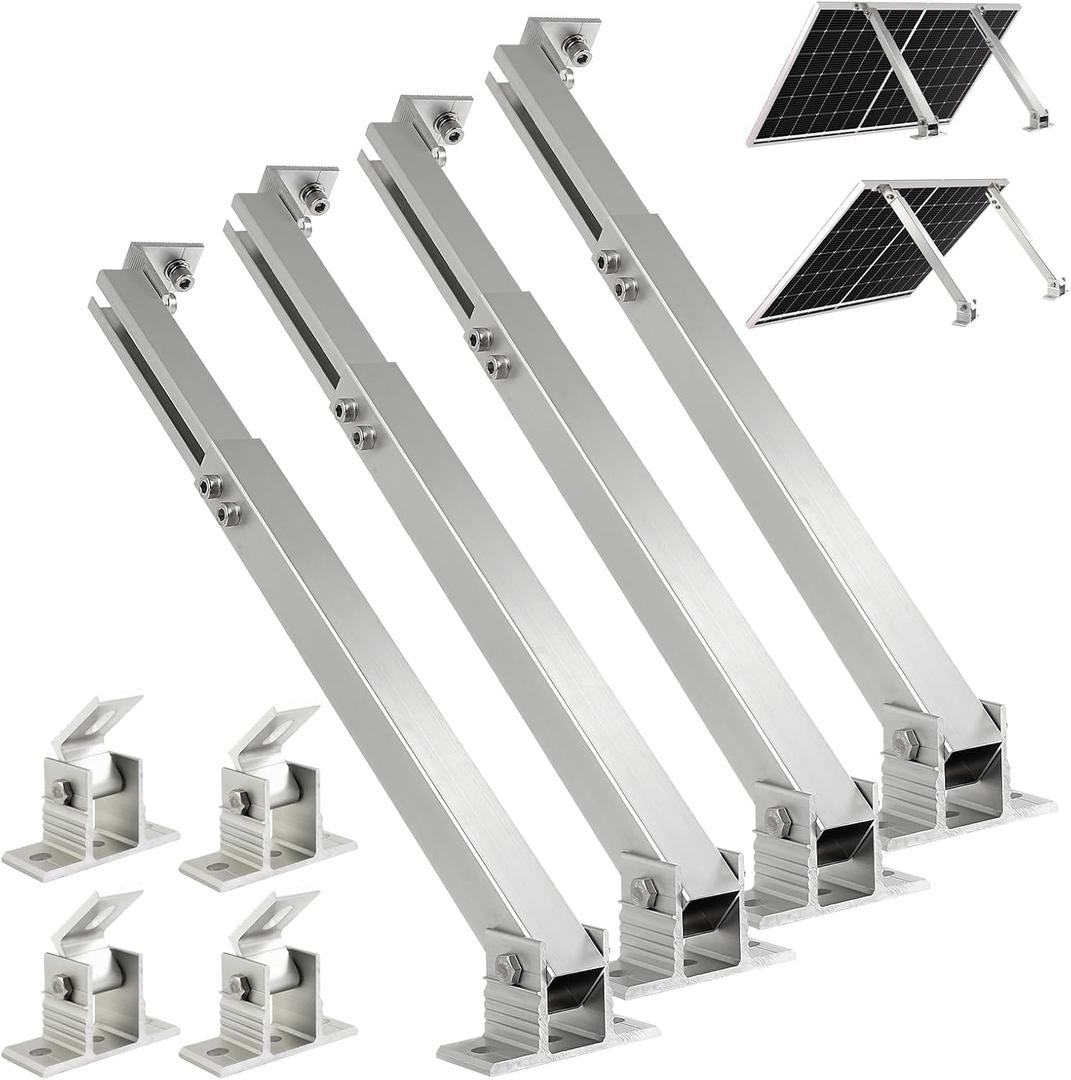 Solar Panel Mounting Brackets, 2 Sets Adjustable Solar Panel Tilt Mount Brackets, 14-27IN Adjust Solar Panel Rack, Support up to 100-450 Watt Mounting Bracket Set, Portable Stand for Roof RV Boat