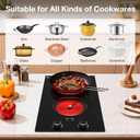 2100W Electric Cooktop 2 Burner: Electric Stove 110v-120v Hot Plate, Knob Control Countertop & Built-in Ceramic Cooktop 9 Power Levels, Child Lock, Timer, Suitable for all Pans