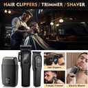 QREEYX Professional Hair Clipper for Men, 3 in 1 Hair Clipper Beard Trimmer and Electric Foil Shaver Set with LED Display, Cordless Grooming Kit for Home, Travel, Barber, Ideal Gift for Him