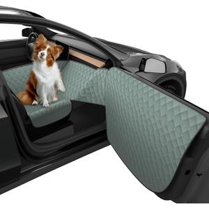 Dog Car Seat Cover for Front Passenger Side with Dashboard & Door Protector Detachable Washable Pet Seat Travel Hammock Cushion for Sedans SUVs and Small Trucks (Green Black)