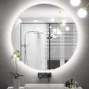 Keonjinn 28 Inch Round LED Mirror Backlit, Round Bathroom Mirror with Lights, 3 Color Temperature, UL Listed LED Driver, HD Tempered Glass, Dimmable Defogging, Circle Lighted Vanity Mirrors for Wall