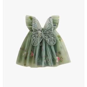 Newborn Infant Baby Girls Clothes Flower Butterfly Embroidery Sleeveless Romper Tulle Mesh Dress Toddler Bodysuit 6-9M