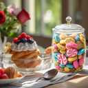 4 PCS Plastic Candy Jars with Lids, 2.2L 74oz Airtight Food Storage Canisters, Apothecary Cookie Jars for Kitchen Pantry, Includes Scoops, Pen & Labels