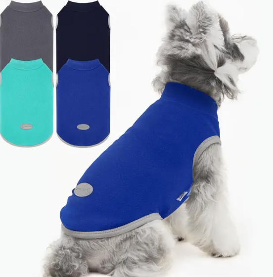 XPUDAC 4 Pack Fleece Dog Sweaters Vest Soft Lightweight Breathable Doggie Clothes for Small Medium Large Dogs Boy Winter Warm Pet Pullover Jacket Sweatshirt Puppy Coat, 511-M