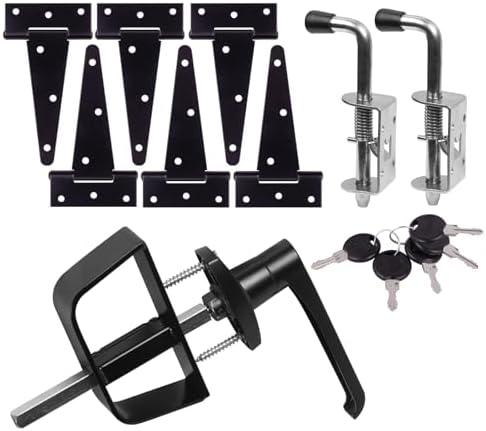 GEDSIOLD Shed Door Hardware - Complete with Hinges, Latches, and L-Handle Lock - Includes Window and Door/Window Hinge Set, for Gates, playrooms
