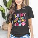 Last Day of School Teacher Shirt: Women Teacher Life Shirts Summer Happy Graduation Gifts Tee Tops (S)