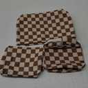 3 Pieces MakeUp Bag Cosmetic Bag,Travel Makeup Bag Set,Cute Smiley Corduroy Make Up Purse with Zipper,Beige White Pencil Pouch,Small Makeup Pouch,Aesthetic Preppy Stuff