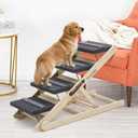 Dog Steps for Bed & Couch - 2-in-1 Dog Stairs/Ramp for Small to Large Breeds - 6 Adjustable Height from 12" to 24" - Folding Portable Wooden Ramp for Dogs to Get on Bed Couch Car Up to 200LBS