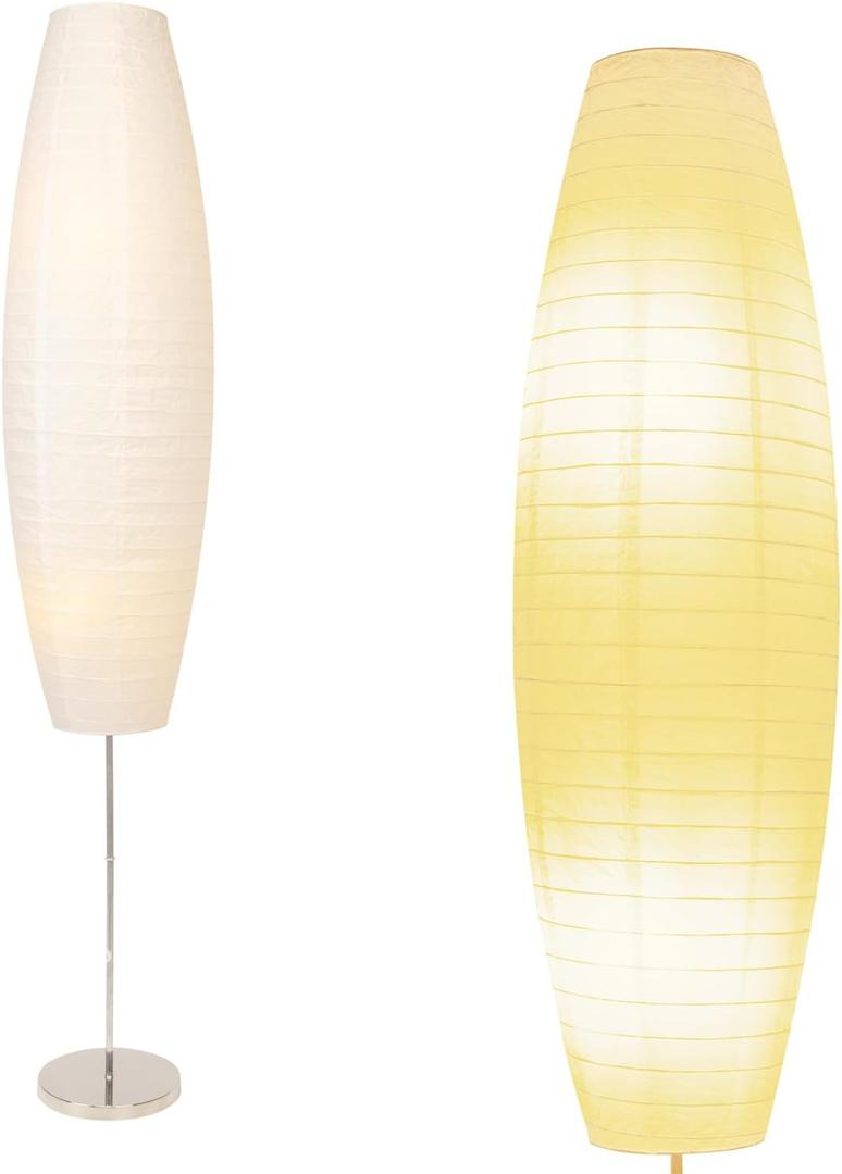 Paper Floor Lamp, Rice Paper Lamp for Living Room, Japanese Floor Lamp Rice Shade for Bedroom, Office& Living Room-Beige(Oval)