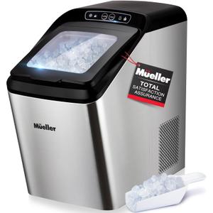 Mueller Countertop Nugget Ice Maker Quiet, Heavy-Duty Ice Machine, 30 lbs Daily, 3 QT Tank, Compact & Portable, Includes Basket - Self-Cleaning Feature