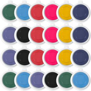 24 Pack Round Craft Ink Pad 7 Inches Rainbow Fingerprint Ink Pad Washable Painting Inks Pads Color Stamps Partner for DIY Wood Fabric, Projects, Rubber Stamps