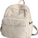 Eagerrich Small Mini Backpack Purse for Women Travel Corduroy Bag for Women Cute Aesthetic(White) (Beige)