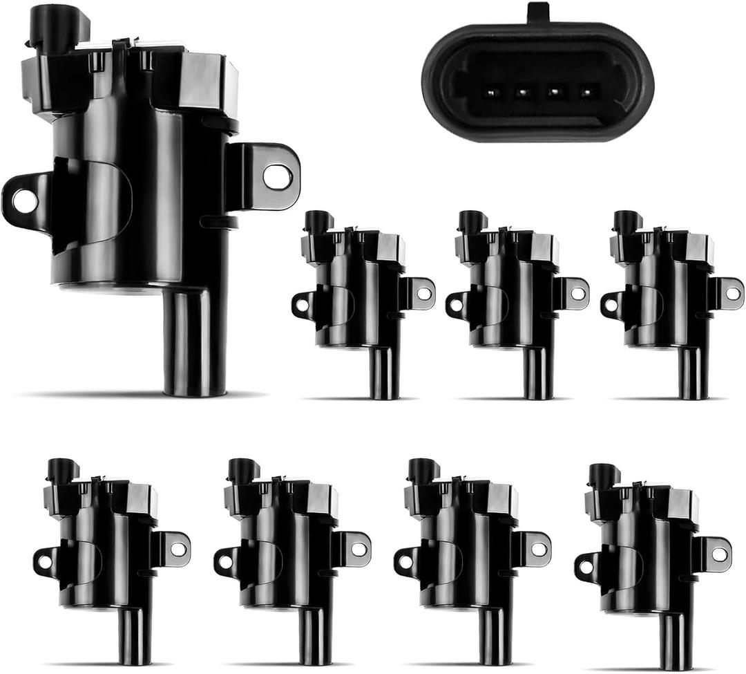 UF262 Round Ignition Coil Pack Set of 8 Compatible with 4.8L 5.3L 6.0L V8 Chevy Avalanche Silverado Tahoe Suburban/GMC Sierra Savana Yukon/Escalade Replaces OE# D585, C1251