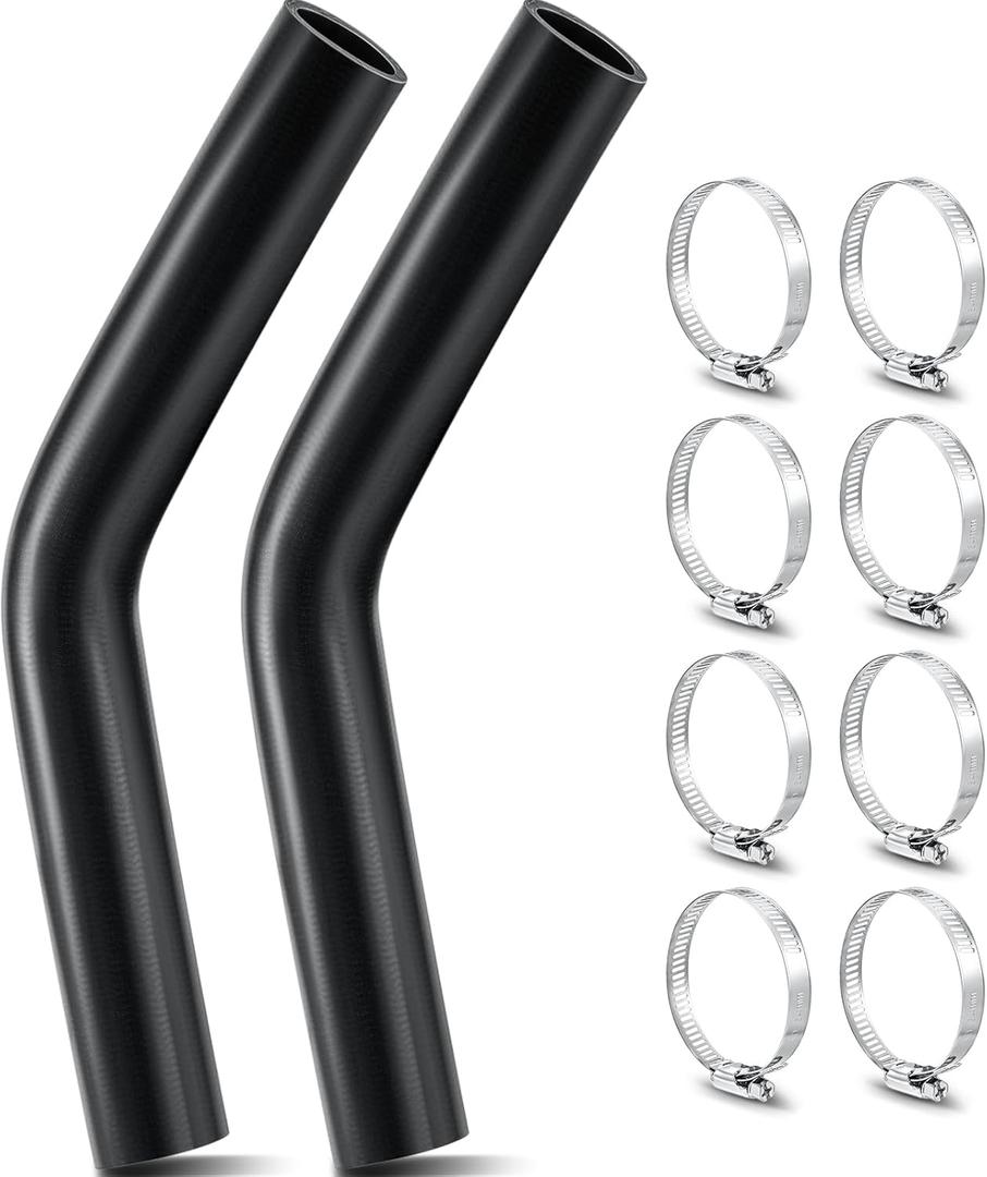 Frienda 2 Pcs Gasoline Fuel Filler Neck Hose with 8 Clamp Set 1 1/2 Inches Inside Diameter, 15 7/8 Inch Length Reinforced Gas Tank Fuel Filler Hose(45 Degree, 1 1/2 Inch)
