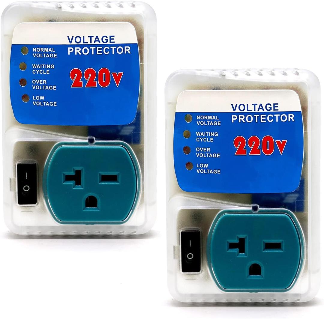 BSEED Surge Protector Outlet for Home Appliances, Power Surge Protector for Refrigerator, TV, Computer and Freezer, Adjustable Voltage Regulator, 220V, 4400W, 2 Pack