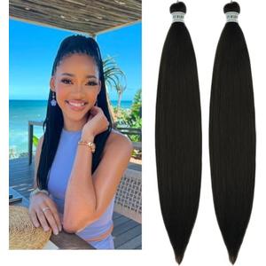 Black Braiding Hair Pre Stretched Yaki Ez Braid Synthetic Braiding Hair