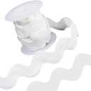 GORGECRAFT 1 Roll 1-1/8 inch(30mm) White RIC Rac Trim Ribbon 5 Yards Rick Rack Wave Sewing Bending Fringe Trim Braided Woven Fabric for Sewing Flower Making Wedding Dress Party Lace Ribbon Craft