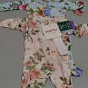 HAPIU Unisex Rayon Made from Bamboo Baby Rompers with Cuffs, 2 Way Zipper YKK, Footless Pajamas Jumpsuit (0-3 Months, Grasse Rose & Country Garden)