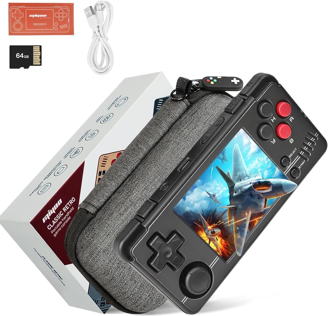 Miyoo A30 Retro Handheld Game Console,Portable Game Emulator with Storage Case,2.8" IPS Screen,Compatible with Many Types of Classic Games.(Black 64GB)