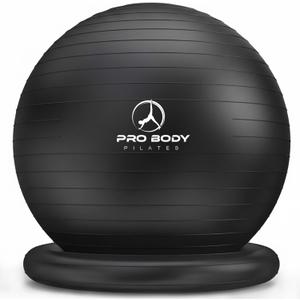 ProBody Pilates Yoga Ball Chair, Exercise Ball Chair with Base or Stand for Home Office Desk Sitting or Workout, Balance Ball & Stability Ball Seat for Back, abs (23-26 inches/58-65 cm, Black)