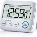 Digital Kitchen Timer Alarm Clock for Cooking, Large LCD Display Multi-Function, Strong Magnetic with Loud Alarm, Digital Timer for Kids,Teachers,Classroom, Exercise or Work (White)