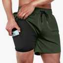BRISIRA Mens Swim Trunks Swim Shorts Quick Dry 5 inch Inseam Beach Shorts with Compression Liner and Zipper Pocket 34