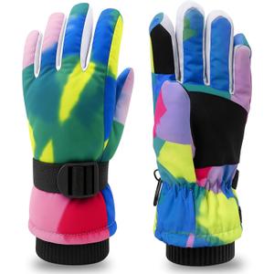 Valentines Kids Skiing Gloves,Valentines Day Gift Ski Glove for Boys Girls,Children Winter Snow Gloves 5yrs-9yrs, 9yrs-15 yrs,Waterproof Winter Warm Glove for Outdoor Activities (Macaron)