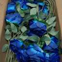 50 PCS Fake Blue Roses, Artificial Blue Flowers Realistic Silk Faux Rose with Stems for Wedding Decorations Romantic Gifts Anniversary Celebration Bridal Bouquets DIY Floral Arrangement Home Decor