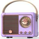 PRUNUS J-999 Retro Bluetooth Speaker,Vintage Decor,Mini Wireless Bluetooth Speaker,Cute Old Fashion Style Support USB/TF Card/AUX for Kitchen Desk Bedroom Office Party OutdoorExclusive Purple