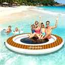Inflatable Floating Water Hammock, 8ft/10ft Round Floating Ring for Adults Kids with Mesh, 6 inch Thick Floating Platform River Floats Dock for Pool Ocean Lake Beach