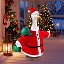 Christmas Goose Outfits Santa Claus Goose Clothes Cute Xmas Winter Lawn Porch Goose Costume Geese Outdoor Patio Yard Lawn Garden Decoration