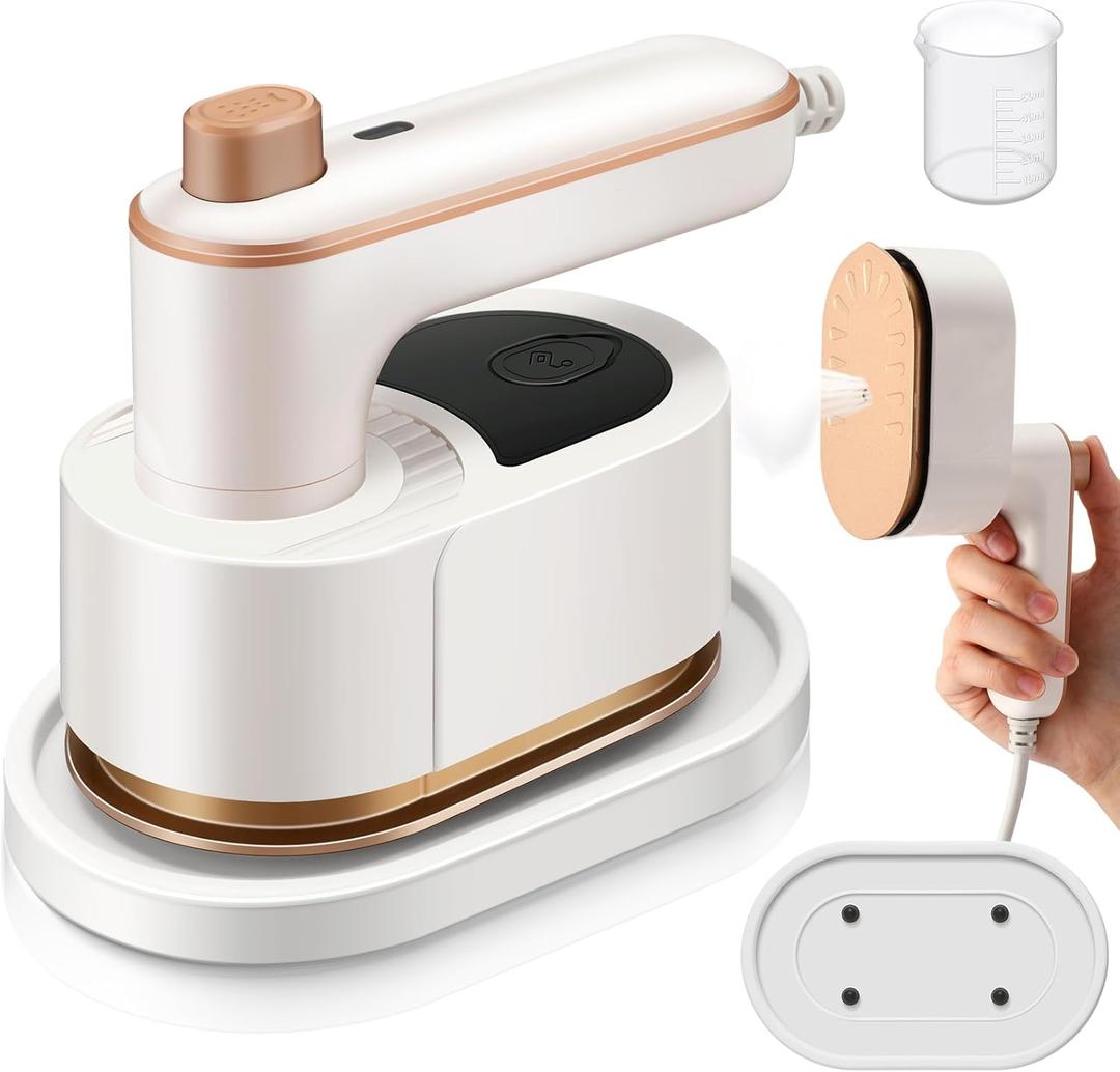Portable Travel Mini Iron for Clothes 3 in 1 Travel Steamer 180 Rotating Handheld Iron Portable Small Size Machine for Dry and Wet for College Dorm(White)