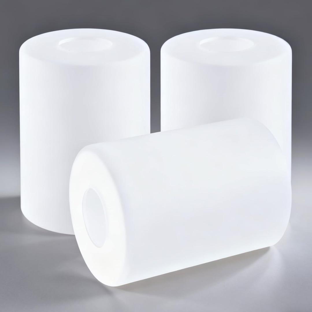 GO&SO 3 Pack White Frosted Glass Shade for Light Fixtures,Cylinder Glass Light Shade Replacement,5.9"Height,3.94"Diameter,1.65"Fitter - Lamp Shades for Floor Lamps,Bedside,Wall Sconces,Chandelier