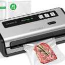 FRESKO Food Vacuum Sealer with Automatic Bag Detection, 0.2-inch Widened Heating Strip, Built-in Bag Roll Storage & Cutter, 2 Rolls Bags, Starter Kit (Large, Silver)