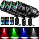 Led Pinspot Light, Czgor 15W Disco Ball Spotlight, RGBW 4 in 1 Mirror Ball Lights with Remote Control, Super Bright LED Pin Spot Light for Parties DJ Club Bar Wedding, RGBW, 3 Pack