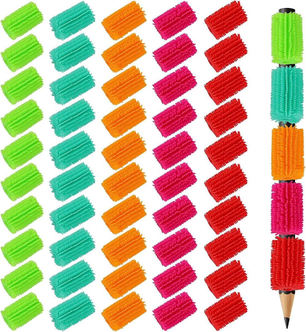 50Pcs Pencil Grips Fun and Stress-Relieving Pencil Tool Pencil Grips for Kids Student Adult Handwriting Reusable