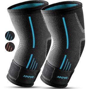 APOYO Elbow Brace for Tendonitis and Tennis Elbow, (Pair) Compression Sleeve for Arthritis, Workouts, Reduce Joint Pain During Fitness Activity (Medium) (Blue (Pair))